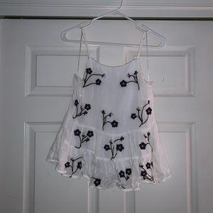 white floral detail tank top